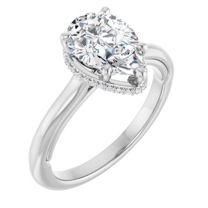14K White Gold 10x7 mm Pear .06 CTW Lab-Grown Diamond Semi-Set Engagement Ring