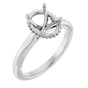 14K White Gold 9x7 mm Oval Engagement Ring Mounting