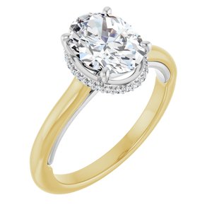 14K Yellow/White Gold 9x7 mm Oval .07 CTW Lab-Grown Diamond Semi-Set Engagement Ring