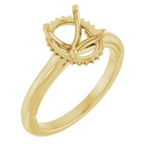 14K Yellow Gold 9x7 mm Oval Engagement Ring Mounting