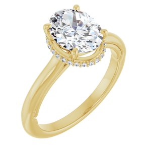 14K Yellow Gold 9x7 mm Oval .07 CTW Natural Diamond Semi-set Engagement Ring