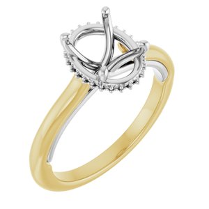 14K Yellow/White Gold 9x7 mm Oval Engagement Ring Mounting