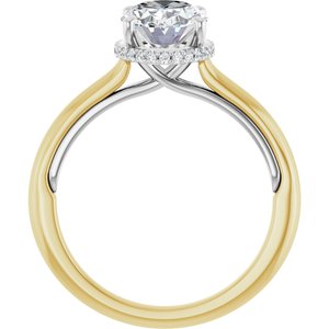 14K Yellow/White Gold 9x7 mm Oval .07 CTW Lab-Grown Diamond Semi-Set Engagement Ring