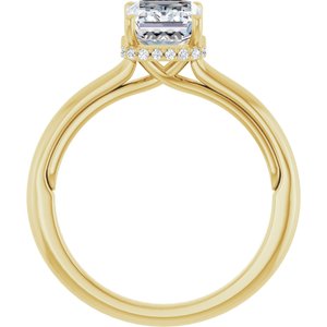 14K Yellow Gold 8x6 mm Emerald .06 CTW Lab-Grown Diamond Semi-Set Engagement Ring