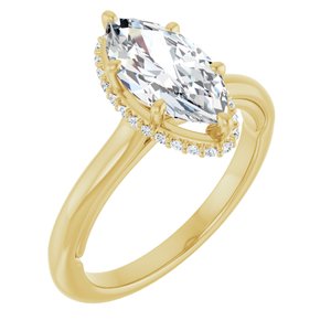 14K Yellow Gold 12x6 mm Marquise 1/10 CTW Natural Diamond Semi-Set Engagement Ring