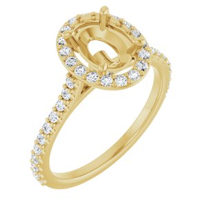 14K Yellow Gold 8x6 mm Oval 3/8 CTW Lab-Grown Diamond Semi-Set Engagement Ring