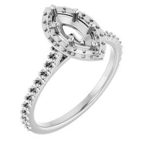 14K White Gold  9x4.5 mm Marquise Engagement Ring Mounting