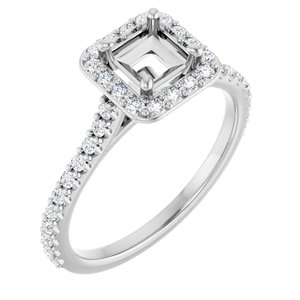 14K White Gold 4.5x4.5 mm Square 3/8 CTW Natural Diamond Semi-Set Engagement Ring