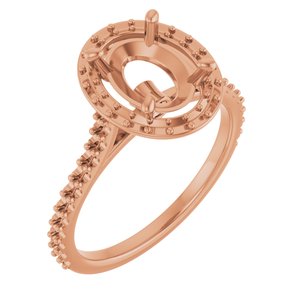 14K Rose Gold  9x7 mm Oval Engagement Ring Mounting
