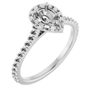 14K White Gold  6x4 mm Pear Engagement Ring Mounting