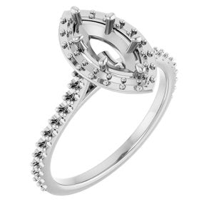 14K White Gold  10x5 mm Marquise Engagement Ring Mounting