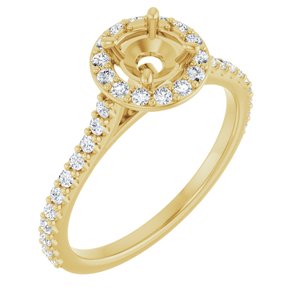14K Yellow Gold 5.2 mm Round 1/3 CTW Natural Diamond Semi-Set Engagement Ring