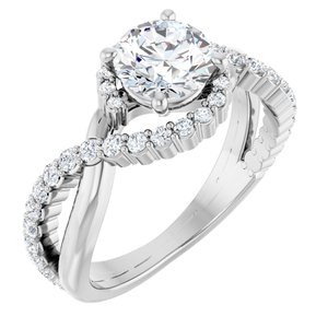 14K White Gold 6.5 mm Round 3/8 CTW Natural Diamond Semi-Set Engagement Ring