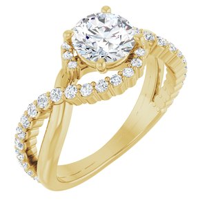 14K Yellow Gold 6.5 mm Round 3/8 CTW Natural Diamond Semi-Set Engagement Ring