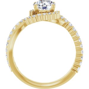 14K Yellow Gold 6.5 mm Round 3/8 CTW Natural Diamond Semi-Set Engagement Ring