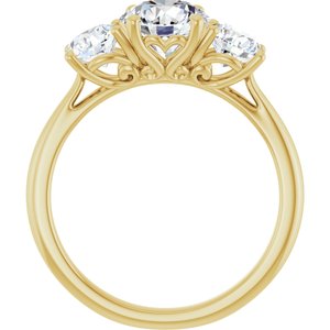 14K Yellow Gold 7 mm Round 1 CTW Lab-Grown Diamond Semi-Set Engagement Ring