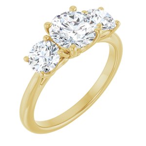 14K Yellow Gold 7 mm Round 1 CTW Lab-Grown Diamond Semi-Set Engagement Ring