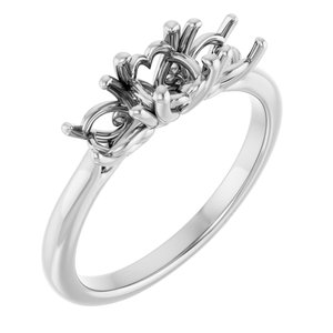 14K White Gold 5.2 mm Round Three-Stone Engagement Ring Mounting