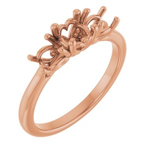 14K Rose Gold 5.2 mm Round Three-Stone Engagement Ring Mounting