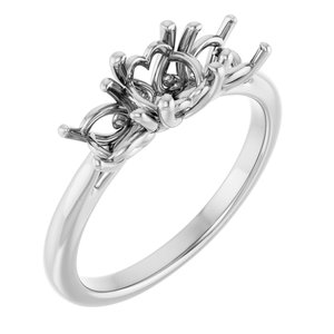 14K White Gold 5.8 mm Round Three-Stone Engagement Ring Mounting