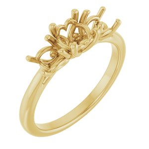14K Yellow Gold 5.8 mm Round Three-Stone Engagement Ring Mounting  
