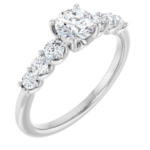 14K White Gold 5.2 mm Round 1/3 CTW Natural Diamond Semi-Set Engagement Ring