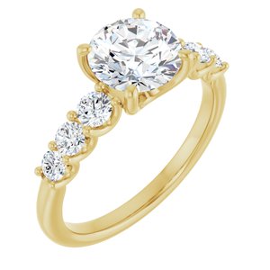 14K Yellow Gold 7.4 mm Round 1/2 CTW Lab-Grown Diamond Semi-Set Engagement Ring