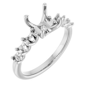 14K White Gold  8 mm Round Engagement Ring Mounting