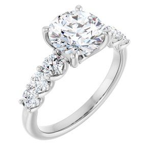 14K White Gold 8 mm Round 1/2 CTW Lab-Grown Diamond Semi-Set Engagement Ring