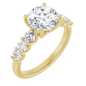 14K Yellow Gold 8 mm Round 1/2 CTW Lab-Grown Diamond Semi-Set Engagement Ring