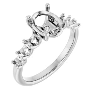 14K White Gold  9x7 mm Oval Engagement Ring Mounting