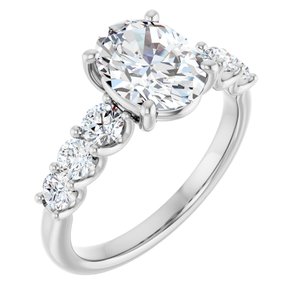 Platinum 9x7 mm Oval 5/8 CTW Lab-Grown Diamond Semi-Set Engagement Ring