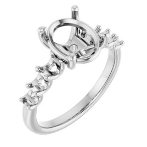 14K White Gold  10x8 mm Oval Engagement Ring Mounting