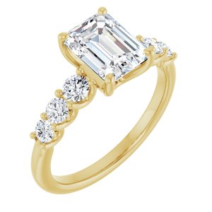 14K Yellow Gold 8x6 mm Emerald 1/2 CTW Lab-Grown Semi-Set Engagement Ring