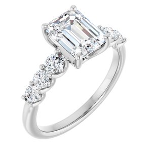 14K White Gold 8x6 mm Emerald 1/2 CTW Lab-Grown Semi-Set Engagement Ring