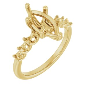 10K Yellow Gold  12x6 mm Marquise Engagement Ring Mounting