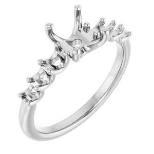 14K White Gold  8x6 mm Oval Engagement Ring Mounting