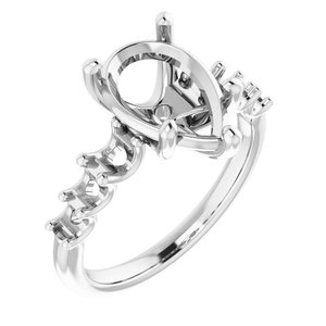 14K White Gold  12x8 mm Pear Engagement Ring Mounting