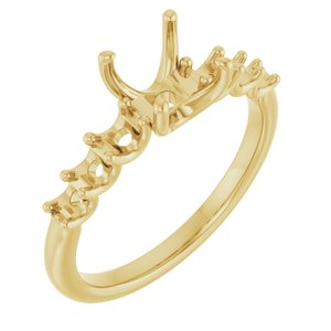 14K Yellow Gold  6x6 mm Asscher Engagement Ring Mounting