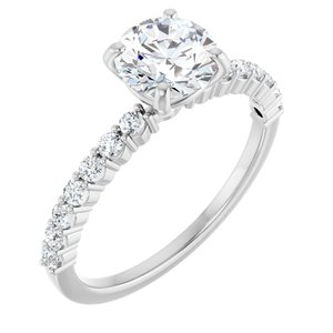 14K White Gold 6.5 mm Round 1/4 CTW Natural Diamond Semi-Set Engagement Ring