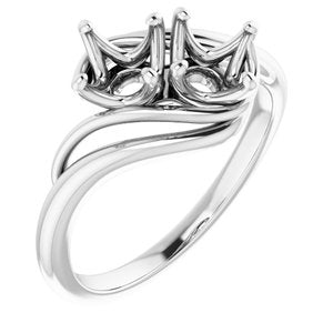 14K White Gold  5.5 mm Round Engagement Ring Mounting