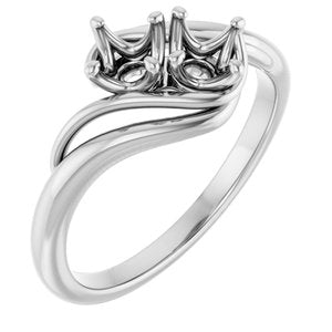 14K White Gold  4.4 mm Round Engagement Ring Mounting