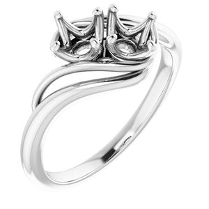 14K White Gold  4.8 mm Round Engagement Ring Mounting