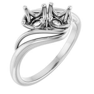 14K White Gold  5.2 mm Round Engagement Ring Mounting