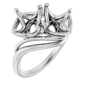 14K White Gold  10x8 mm Oval Engagement Ring Mounting