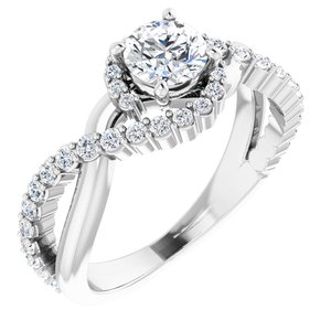 14K White Gold 5.2 mm Round 3/8 CTW Natural Diamond Semi-Set Engagement Ring
