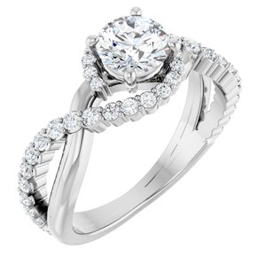 14K White Gold 5.8 mm Round 1/2 CTW Natural Diamond Semi-Set Engagement Ring