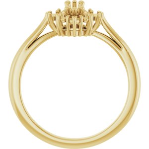 14K Yellow Gold 8x4 mm Marquise Halo-Style Engagement Ring Mounting     