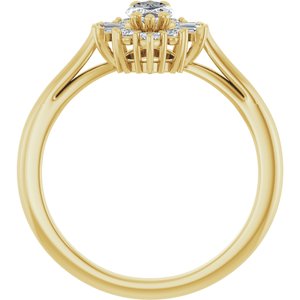 14K Yellow Gold 8x4 mm Marquise 1/6 CTW Natural Diamond Semi-Set Engagement Ring    