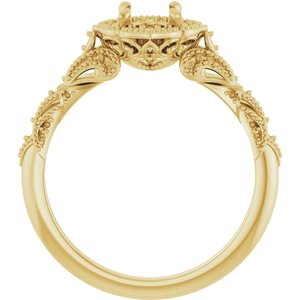 14K Yellow Gold 5.2 mm Round Halo-Style Engagement Ring Mounting   